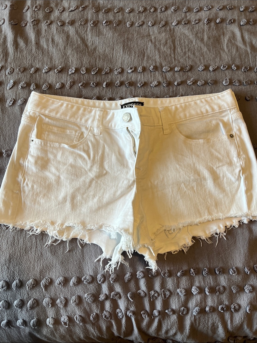 Express White Frayed Hem Denim Shorts